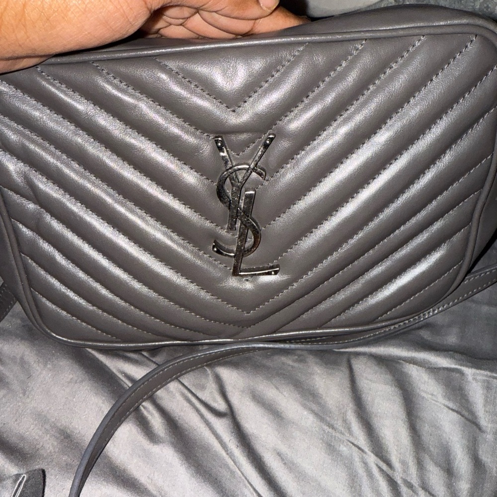 YSL Gray Quilted Crossbody Bag